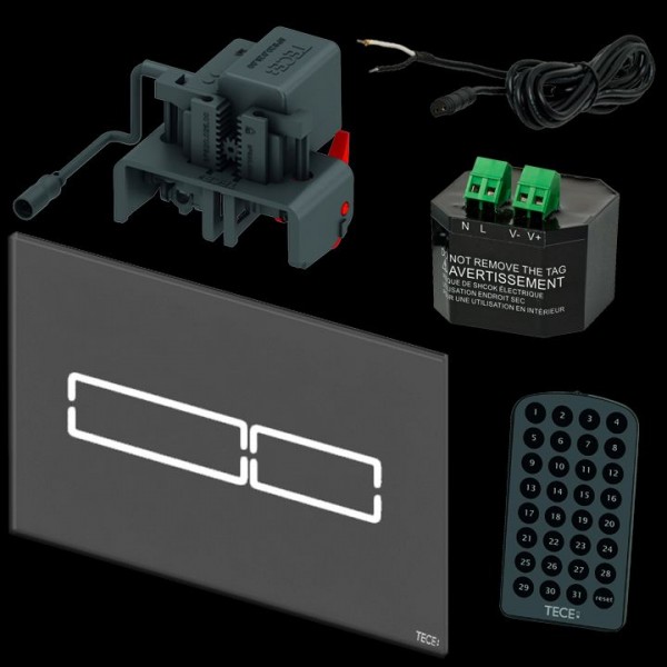 TECE lux Mini elektr. Betätigungsplatte Touch Glas schwarz 9240961 inkl. Trafo u. Fernbedienung