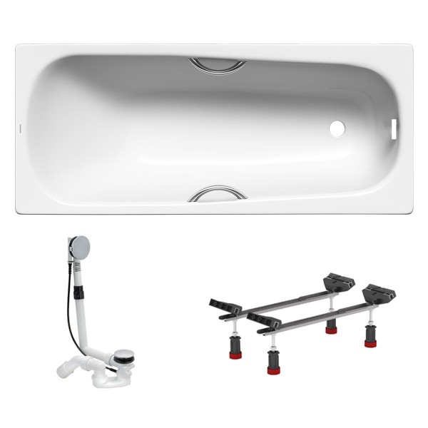 Kaldewei Set Saniform Plus Star 170x75 cm mit Wannengriffe, Wannenfüße und Viega Multiplex