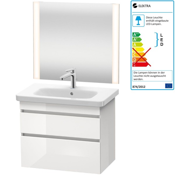 Duravit Better Badmöbel-Set 800 mm Spiegel Armatur Waschtisch inkl. Unterschrank Weiß Hochglanz