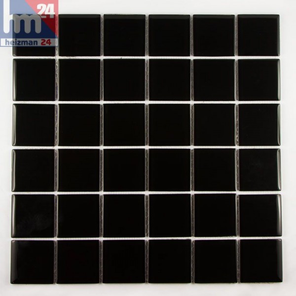 Glasmosaik Black Plate Mosaikfliese schwarz f. Fliesenspiegel Bad Küche Pool 29,5 x 29,5 x 0,4 cm