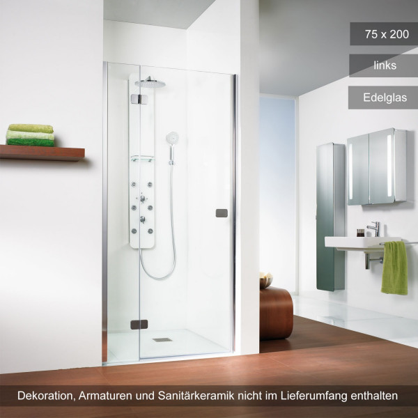 HSK Premium Softcube Drehtür für Nische 75x200cm links Edelglas