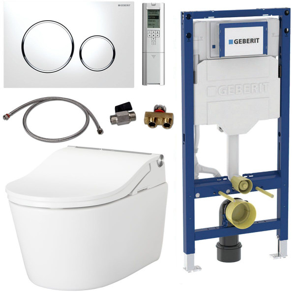 TOTO Geberit Set Washlet RW Dusch-WC spülrandlos inkl. Vorwandelement u. Betätigungsplatte Sigma 20