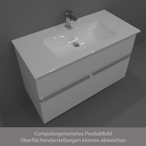 Duravit KYVEKO Möbelset Unterschrank 1030 mm Weiß Matt mit Waschtisch und Armatur Chrom