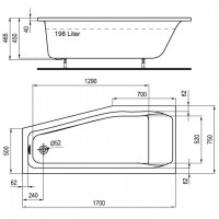 Ideal Standard Raumspar Badewanne Plus 170x75 cm links inkl. Träger u