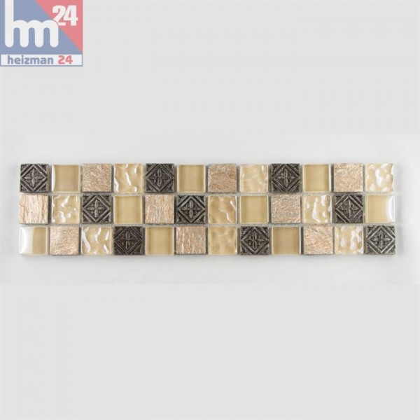 Mosaik Cordoba Glas Naturstein Ornamentstein Bordüre 29,5 x 7,5 x 0,8 cm