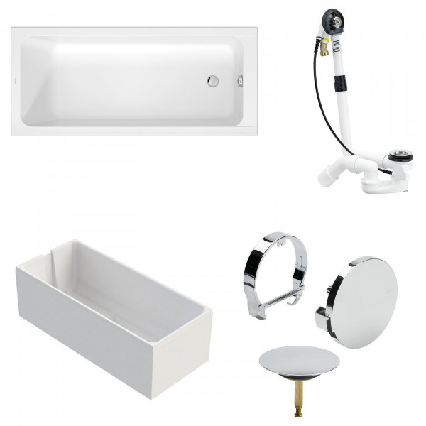 Duravit D-Code Acryl Badewanne 170x75x47 cm inkl. Träger + Ablauf Multiplex Trio