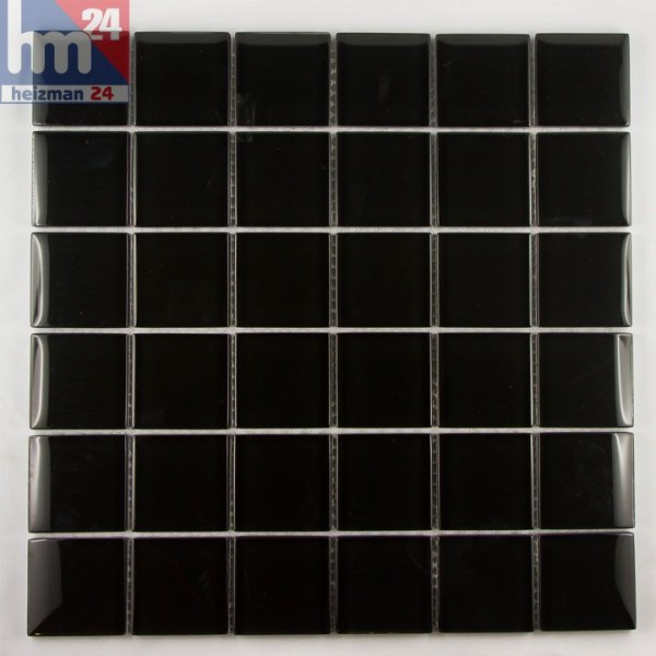 Glasmosaik Black Dice Mosaikfliese schwarz für Fliesenspiegel, Bad, Küche, Pool 29,5 x 29,5 x 0,8 cm